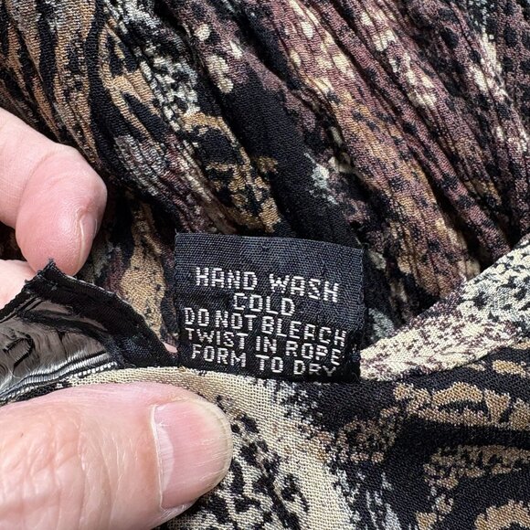 Vtg STARINA Women 90s Maxi Dress Sz M Brown Cottagecore Flowy Short Sleeve 75-19 - Picture 6 of 8